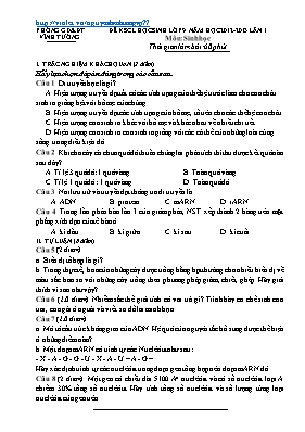 Đề khảo sát chất lượng Sinh học lớp 9 lần 1 - Năm học 2012-2013 - Phòng GD & ĐT Vĩnh Tường